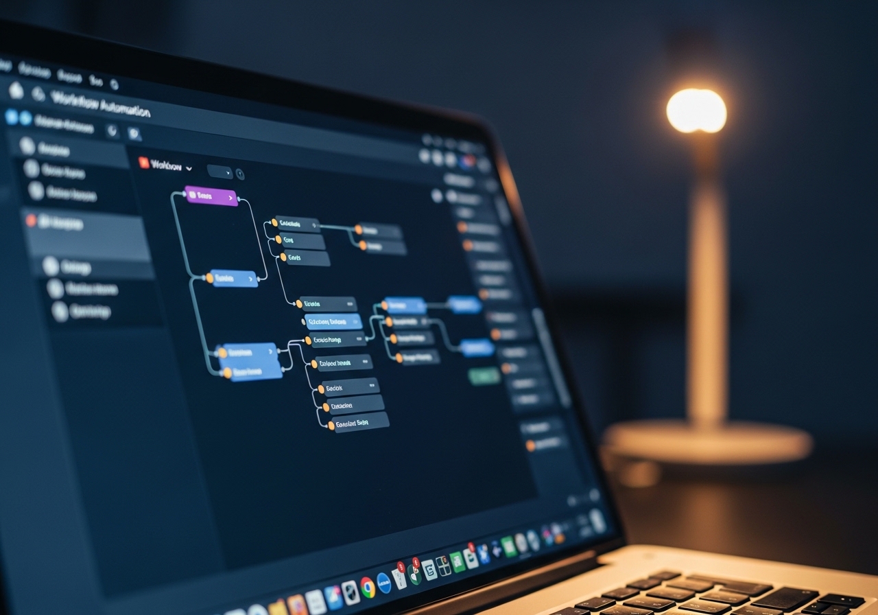AI agents for business — four parallel workflow streams representing lead qualification, reporting, content and support automation
