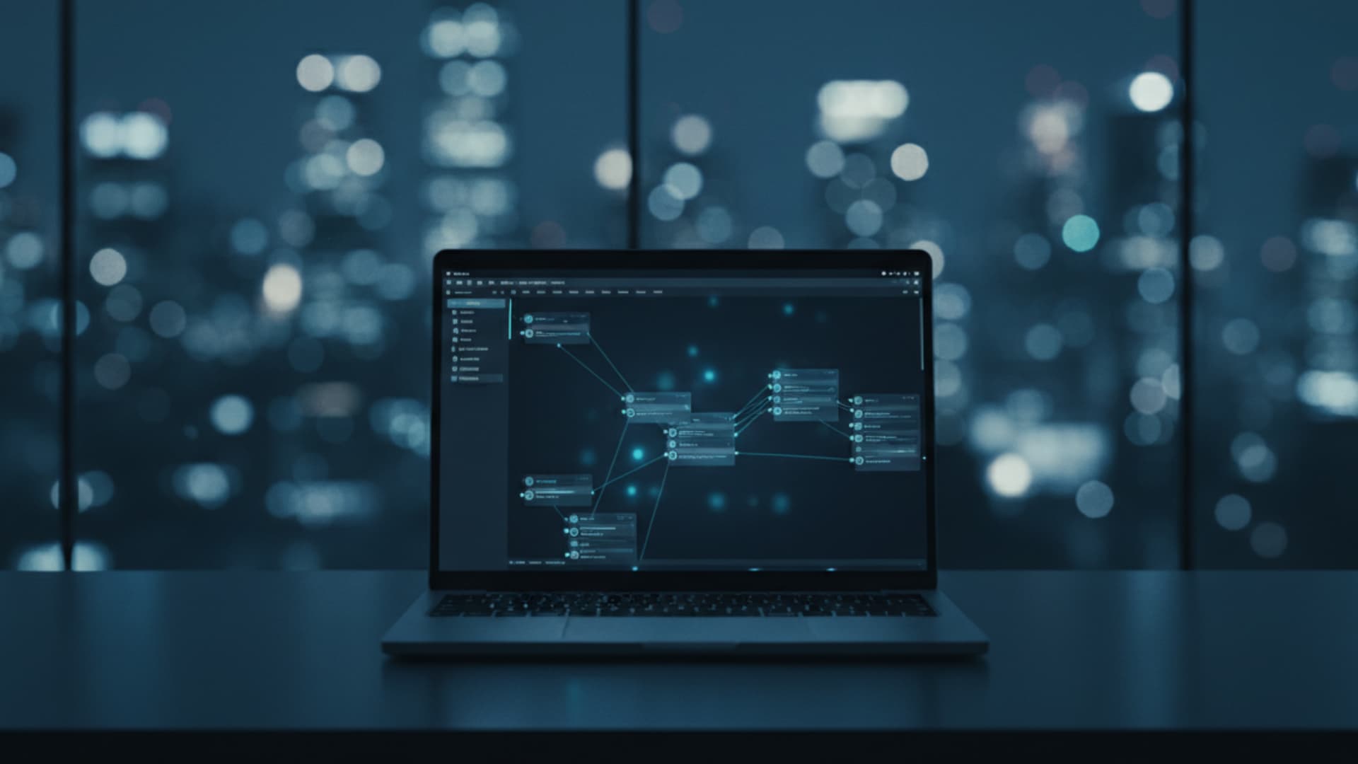 AI automation workflow builder showing connected nodes on a dark screen - representing the 5 business automations to copy in 2026