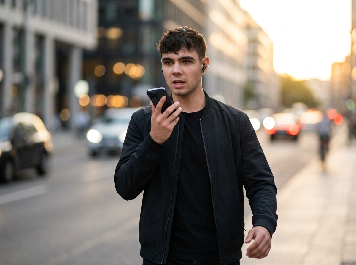 Voice to AI prompt on the move, dictating to Claude in transit, mobile AI workflow